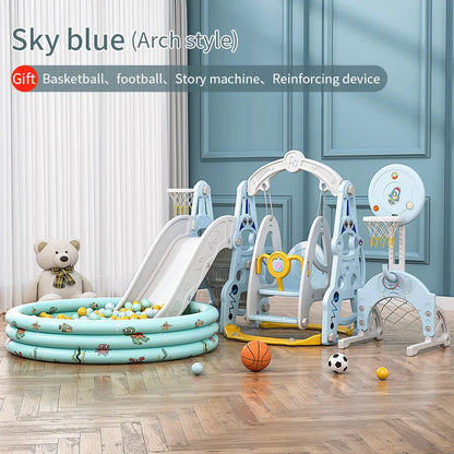 4-in-1 Indoor Playhouse Slide & Swing Set (PE) – YBC-TKR-007