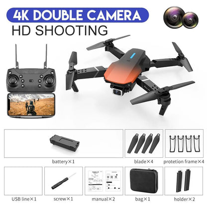 E525 New Quadcopter - E88 Pro WIFI FPV Drone, 4K Camera, Foldable RC Gift Toy