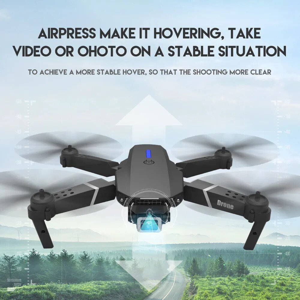 E525 New Quadcopter - E88 Pro WIFI FPV Drone, 4K Camera, Foldable RC Gift Toy
