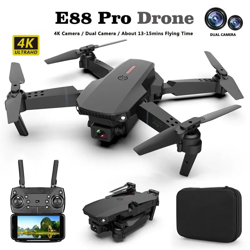 E88 Pro Drone - 4K HD Dual-Camera, Wide-Angle RC Quadcopter Airplane Toy