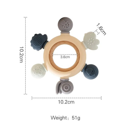 Let's Make Rudder-Shape Silicone & Wooden Teether Toy