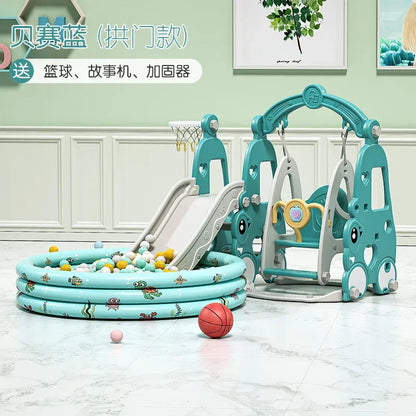 TQH 3-in-1 Indoor Slide & Swing for Toddlers