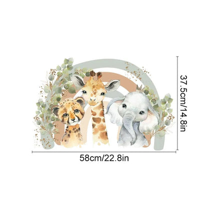 Boho African Animal Wall Decals - Giraffe & Elephant Art