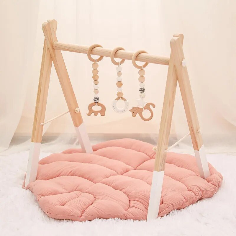 1Set Wooden Rattle Teethers & Play Gym for Newborns