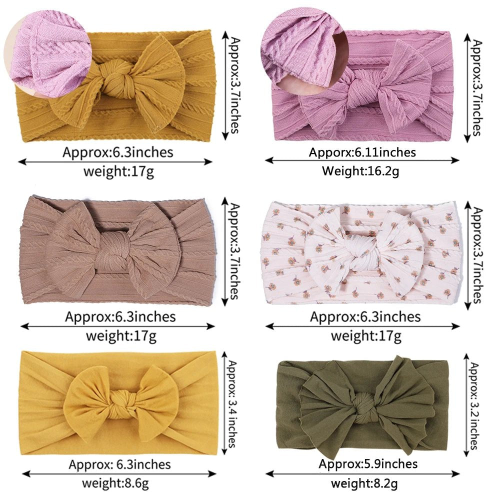 3Pc Cable Knit Baby Headbands - Elastic Turban Hair Bands