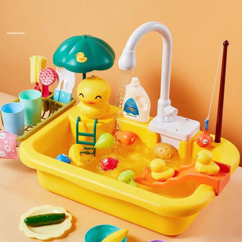 Electric Dishwasher & Sink Toy - Kids' Play Kitchen with Accessories