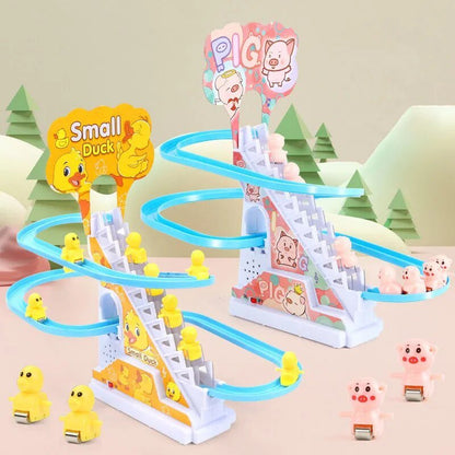 Electric Duck Track Rail Toy - LED Musical Slide Coaster for Kids