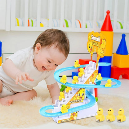 Electric Duck Track Rail Toy - LED Musical Slide Coaster for Kids