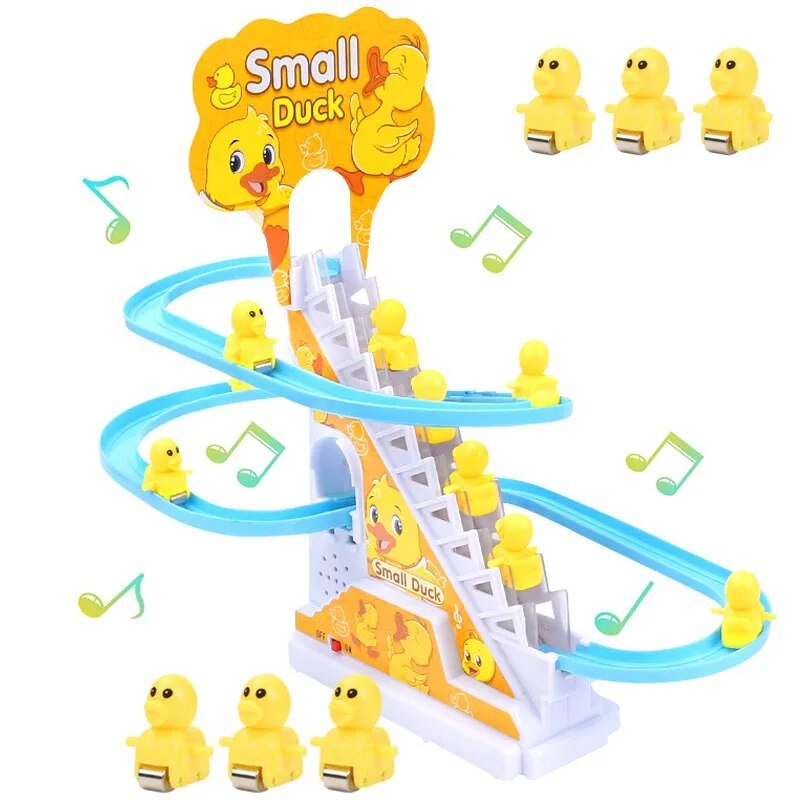 Electric Duck Track Rail Toy - LED Musical Slide Coaster for Kids