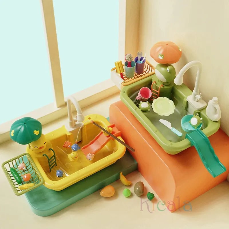 Electric Dishwasher & Sink Toy - Kids' Play Kitchen with Accessories