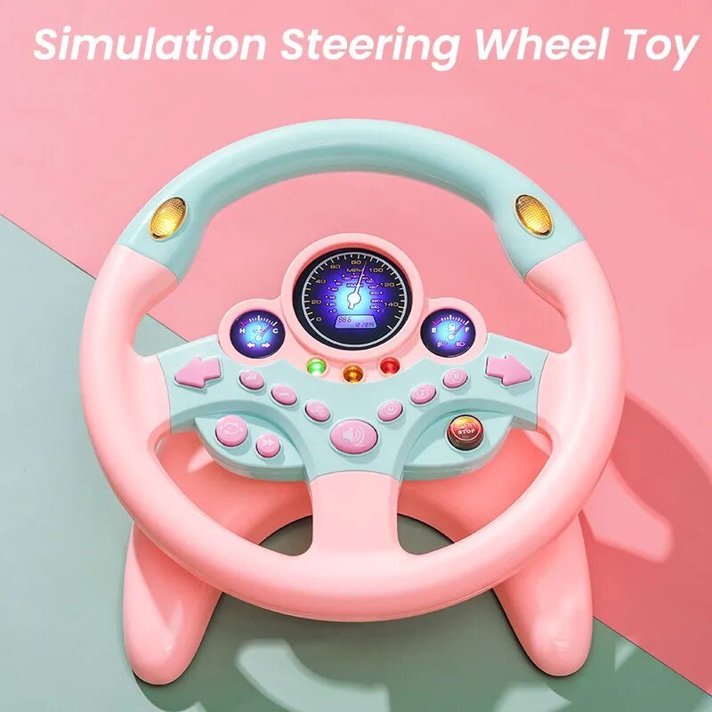 Electric Simulated Steering Wheel Toy - Light & Sound for Toddlers
