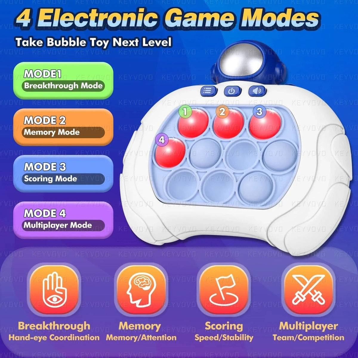 Electronic Pop Game Console - Light Up Bubble Fidget Toy
