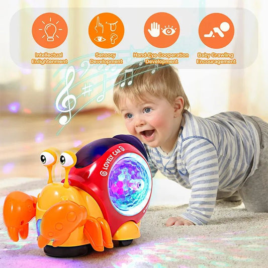 Electronic Crawling Crab: Glowing Music Toy for Kids