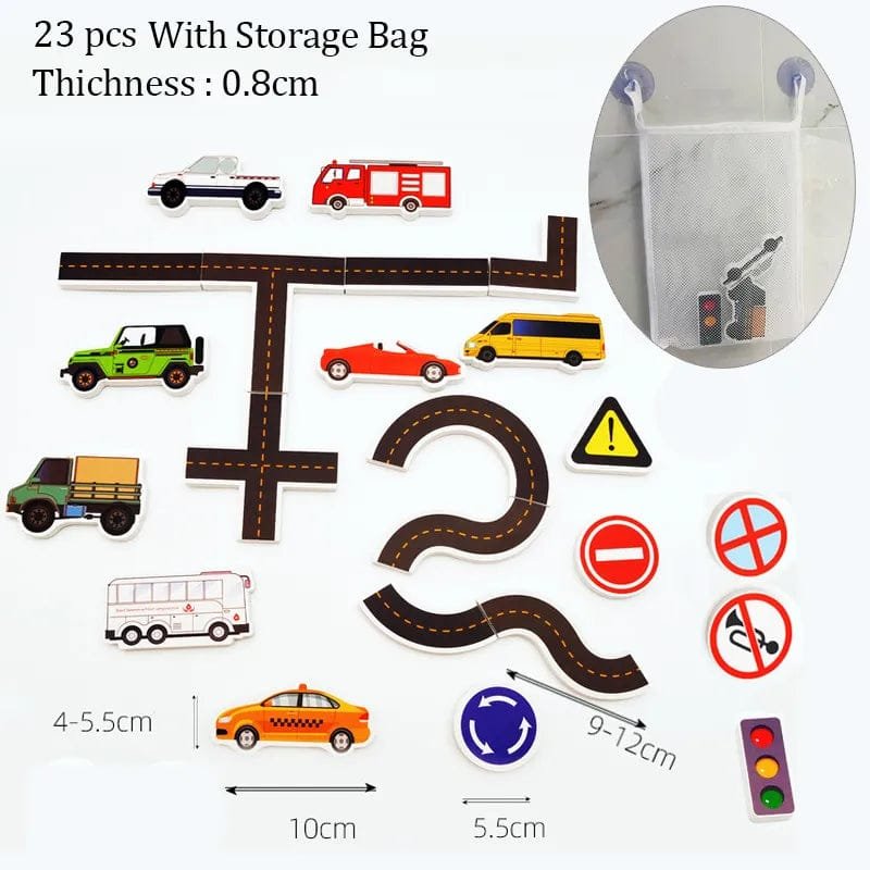 Soft EVA Rail & Traffic Bath Toys - Educational Suction Water Toys for Kids
