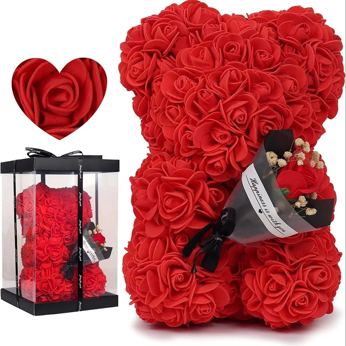 25cm Rose Bear in Gift Box - Perfect for Mother's Day & Valentine's