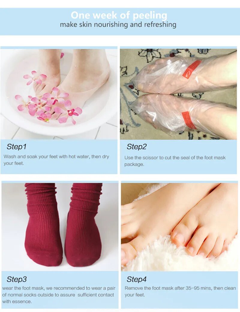 6pk Exfoliating Foot Masks - Peeling, Moisturizing Spa