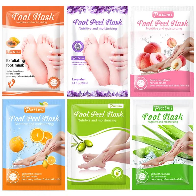 6pk Exfoliating Foot Masks - Peeling, Moisturizing Spa