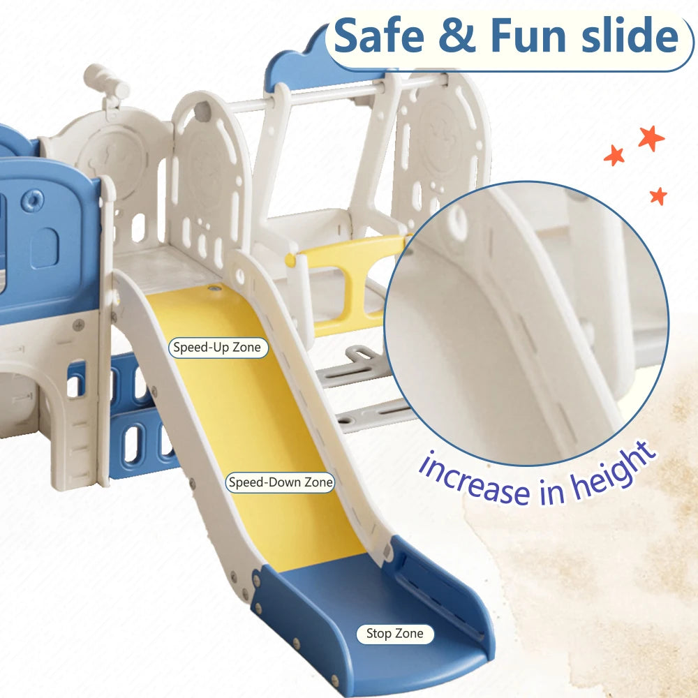Toddler 11-in-1 Indoor/Outdoor Slide with Hoop – Extra-Long