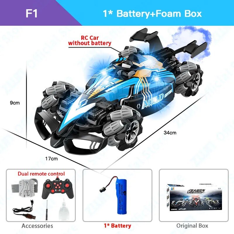 F2 RC Drift Car with Music, LED Lights, 2.4G, Gesture Control
