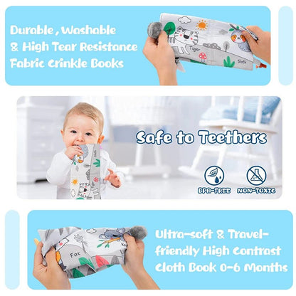 3D High Contrast Soft Cloth Baby Books - Sensory & Educational Toy, 0-12M