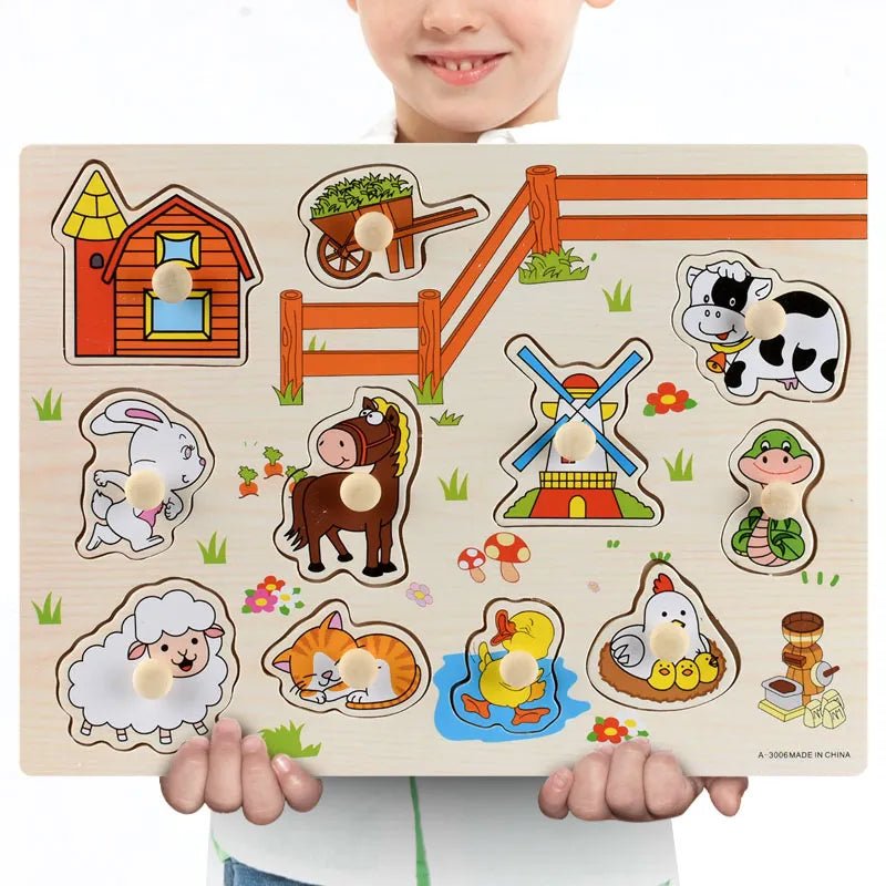 Montessori Wooden Puzzle Boards - 3D Jigsaw for Kids