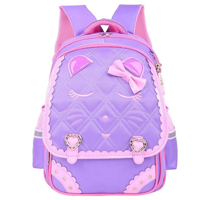 Fashion Sweet Cat Girl's School Bags Waterproof Cartoon Pattern