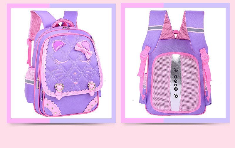 Fashion Sweet Cat Girl's School Bags Waterproof Cartoon Pattern