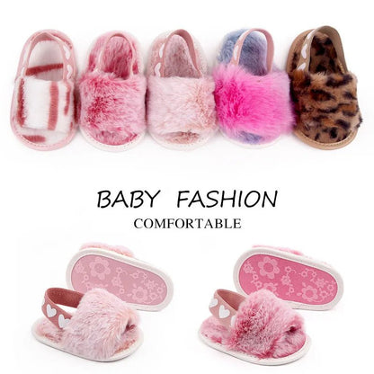 Faux Fur Fashion Baby Shoes (Leopard, First Walker, 0–24M)