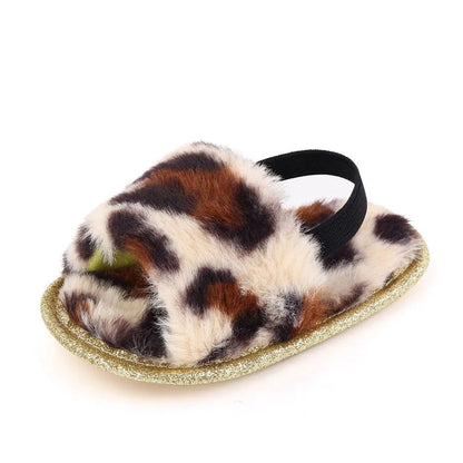 Faux Fur Fashion Baby Shoes (Leopard, First Walker, 0–24M)