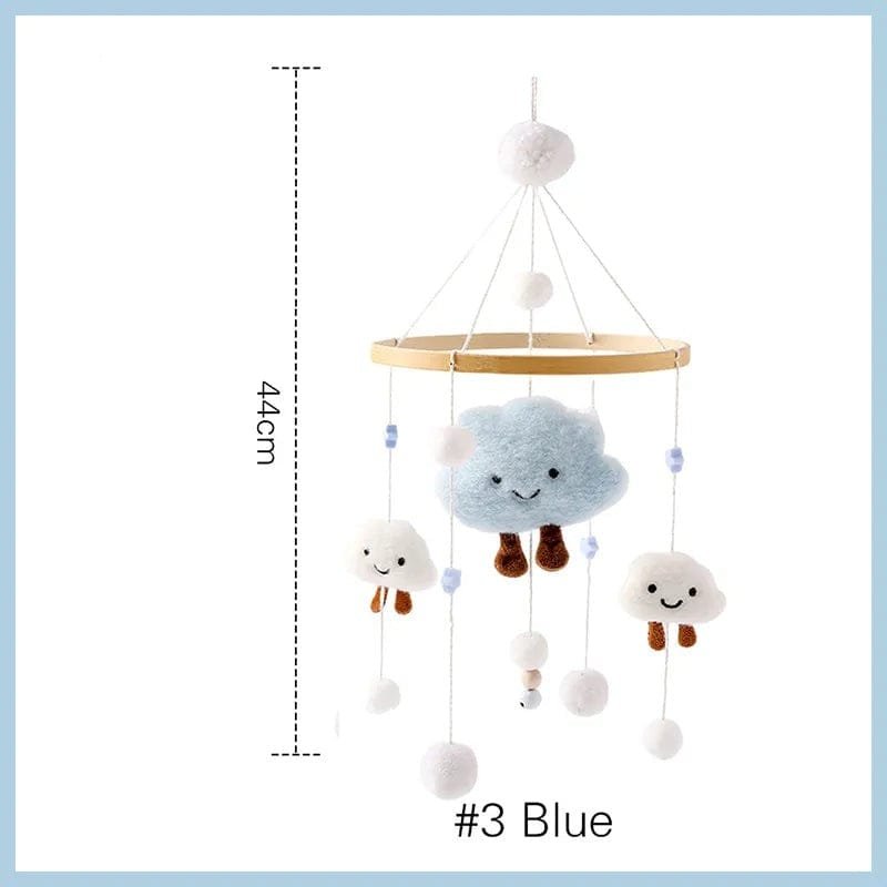 Wooden Baby Rattle & Crib Mobile - Felt Bear, Cloud, Star, Moon