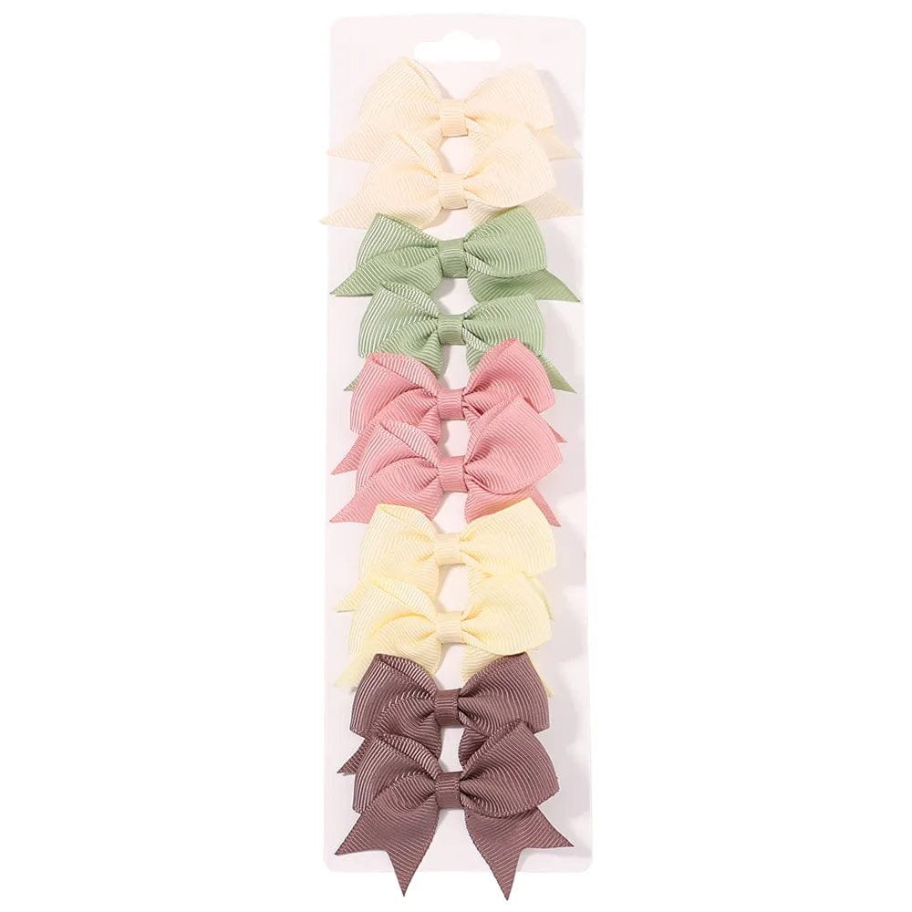 10Pc Cute Bowknot Clips Set for Girls - Handmade Hairpins