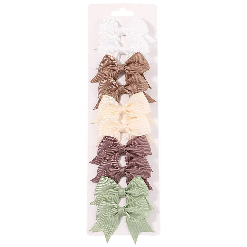 10Pc Cute Bowknot Clips Set for Girls - Handmade Hairpins