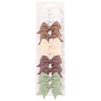 10Pc Cute Bowknot Clips Set for Girls - Handmade Hairpins