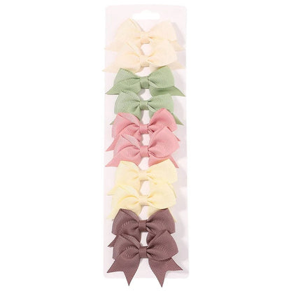 10Pc Cute Bowknot Clips Set for Girls - Handmade Hairpins