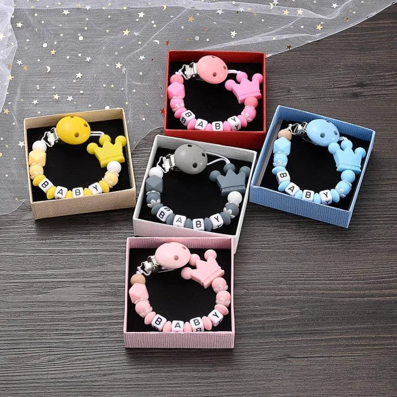 Personalized Baby Pacifier Clips with Name - Silicone Beaded Chain