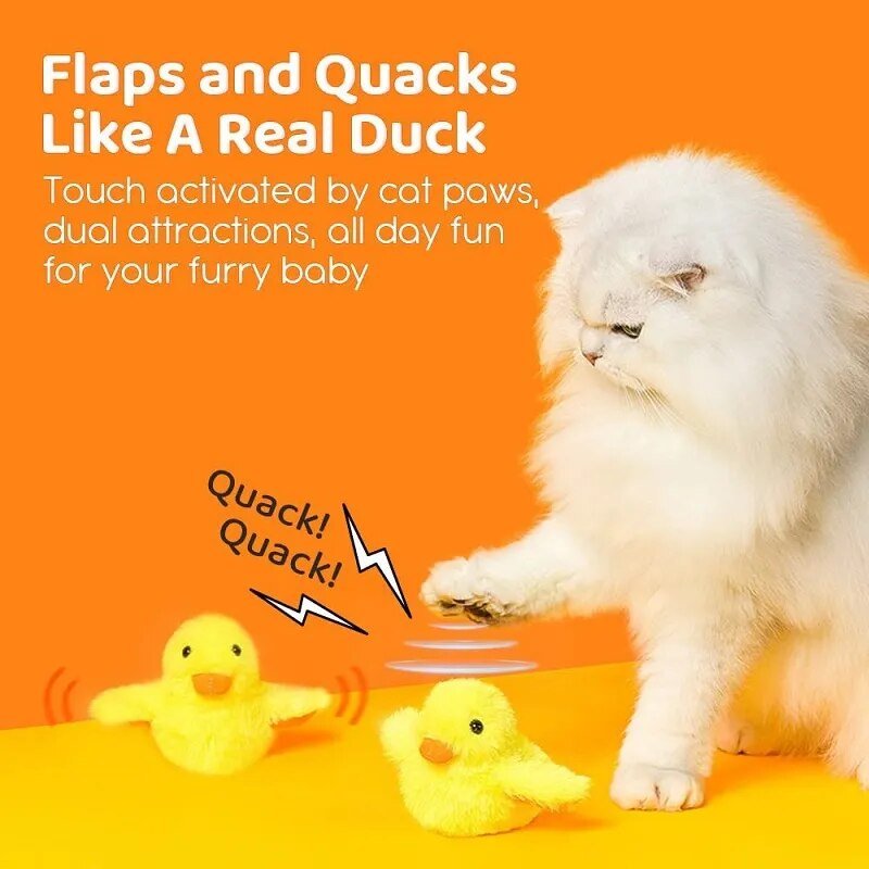 Flapping Duck Cat Toy, Electric, Catnip-Infused, Interactive Plush
