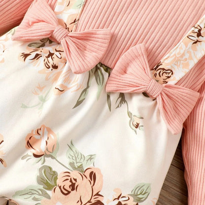 0-2Y Baby Girl Pink Shirt & Floral One-Piece Trousers