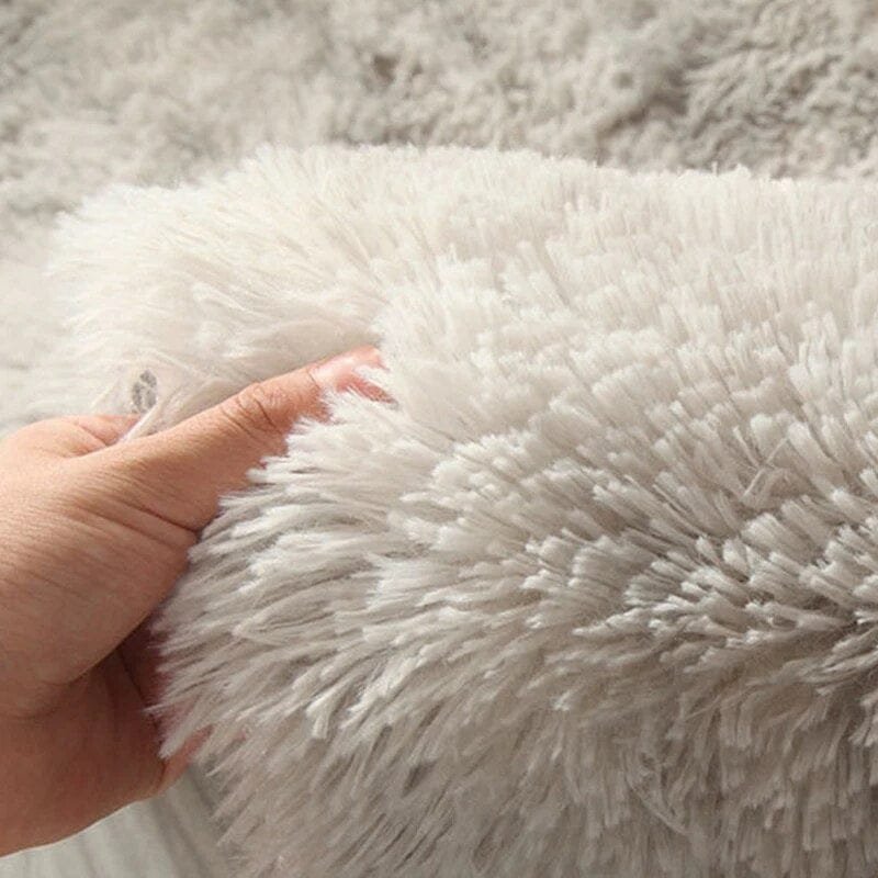 Soft Shaggy Fluffy Round Rug - Pink & White, Bedroom & Play Mat