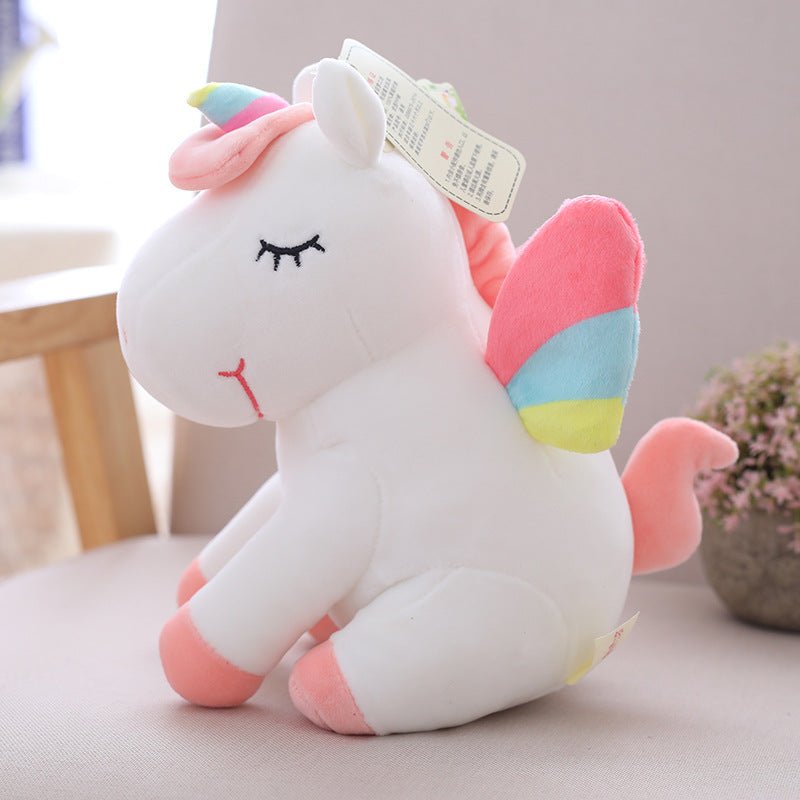 25cm 40cm 55cm lovely unicorn plush toy pink fly horse with rainbow wings