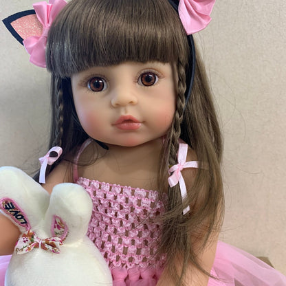 55CM Reborn Pink Princess Bath Toy - Soft Full Body Silicone Doll