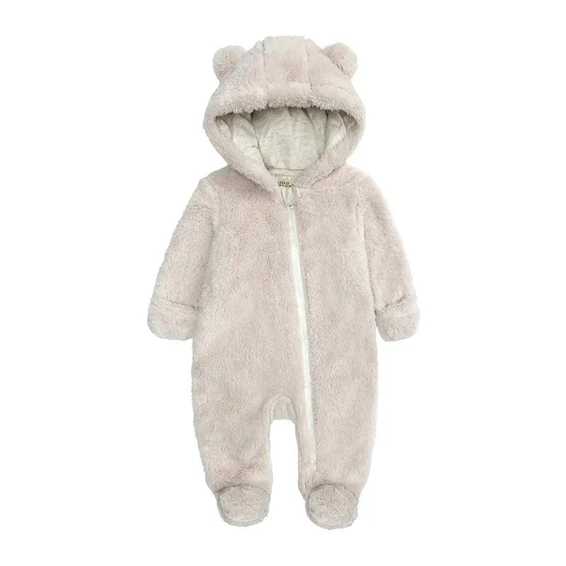 Cozy Bear-Themed Winter Jumpsuit for Newborns (0-12M)