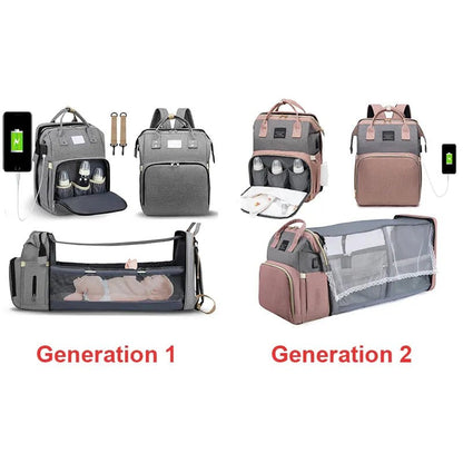Folding Mommy Bag: Portable Crib Bed & Large-capacity Baby Backpack