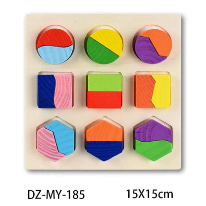 Montessori Wooden Puzzle Boards - 3D Jigsaw for Kids
