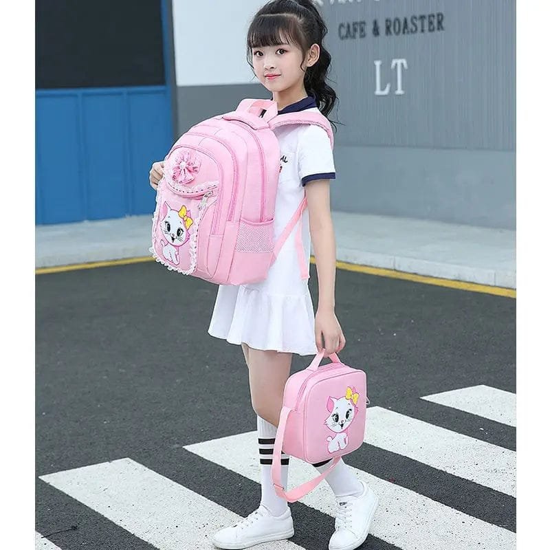 Pink School Backpack Set for Girls: Bag & Pencil Case