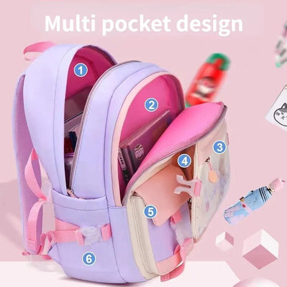 55L Girls' Primary School Backpack: Large, Waterproof, Multiple Pockets