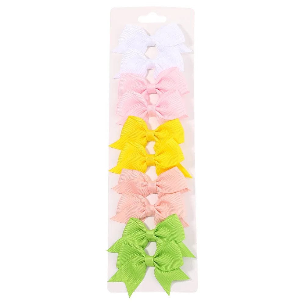 10Pc Cute Bowknot Clips Set for Girls - Handmade Hairpins