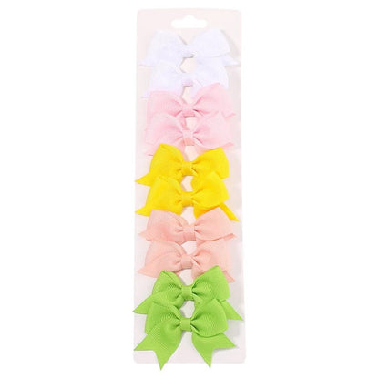 10Pc Cute Bowknot Clips Set for Girls - Handmade Hairpins