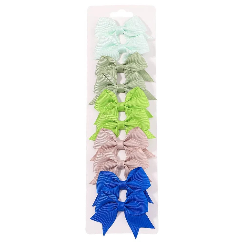 10Pc Cute Bowknot Clips Set for Girls - Handmade Hairpins