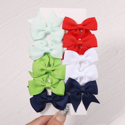 10Pc Cute Bowknot Clips Set for Girls - Handmade Hairpins