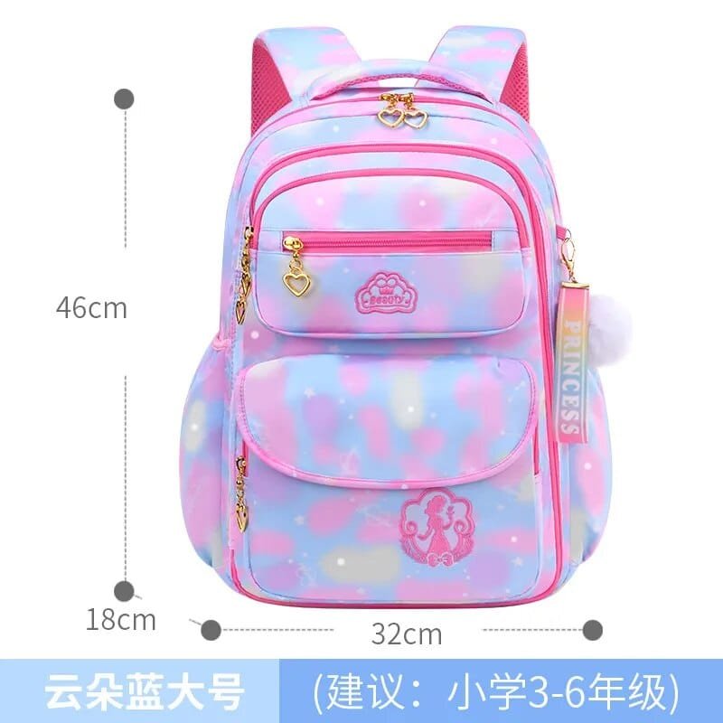 Orthopedic Girls' Primary School Backpack: Gradient Color, Large Capacity